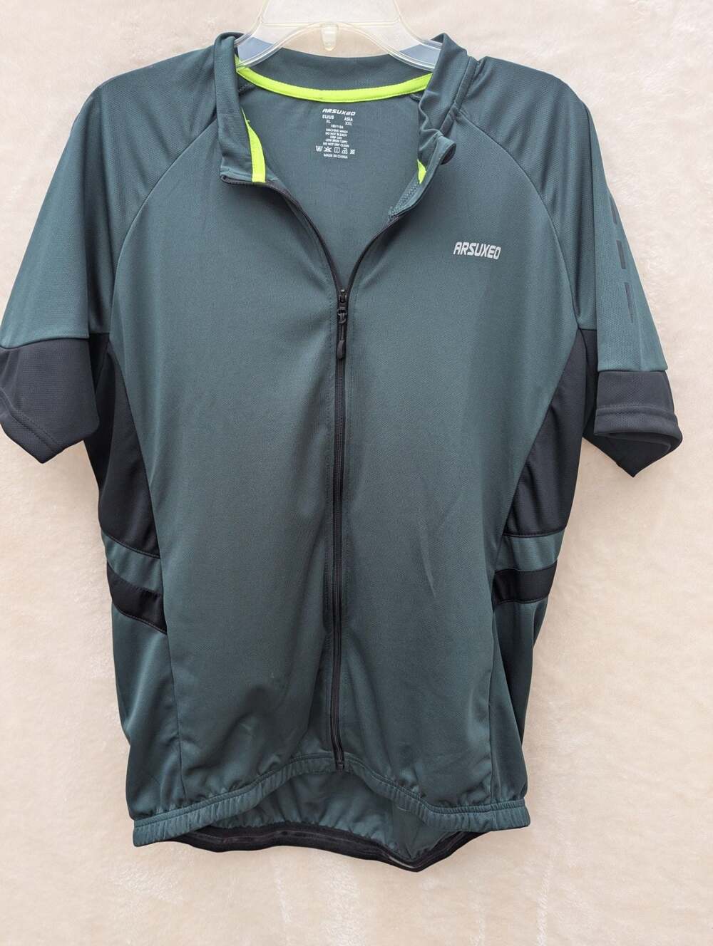 Arsuxeo Men's Full Zip Thermal Fleece Short Sleeve Cycling Jersey